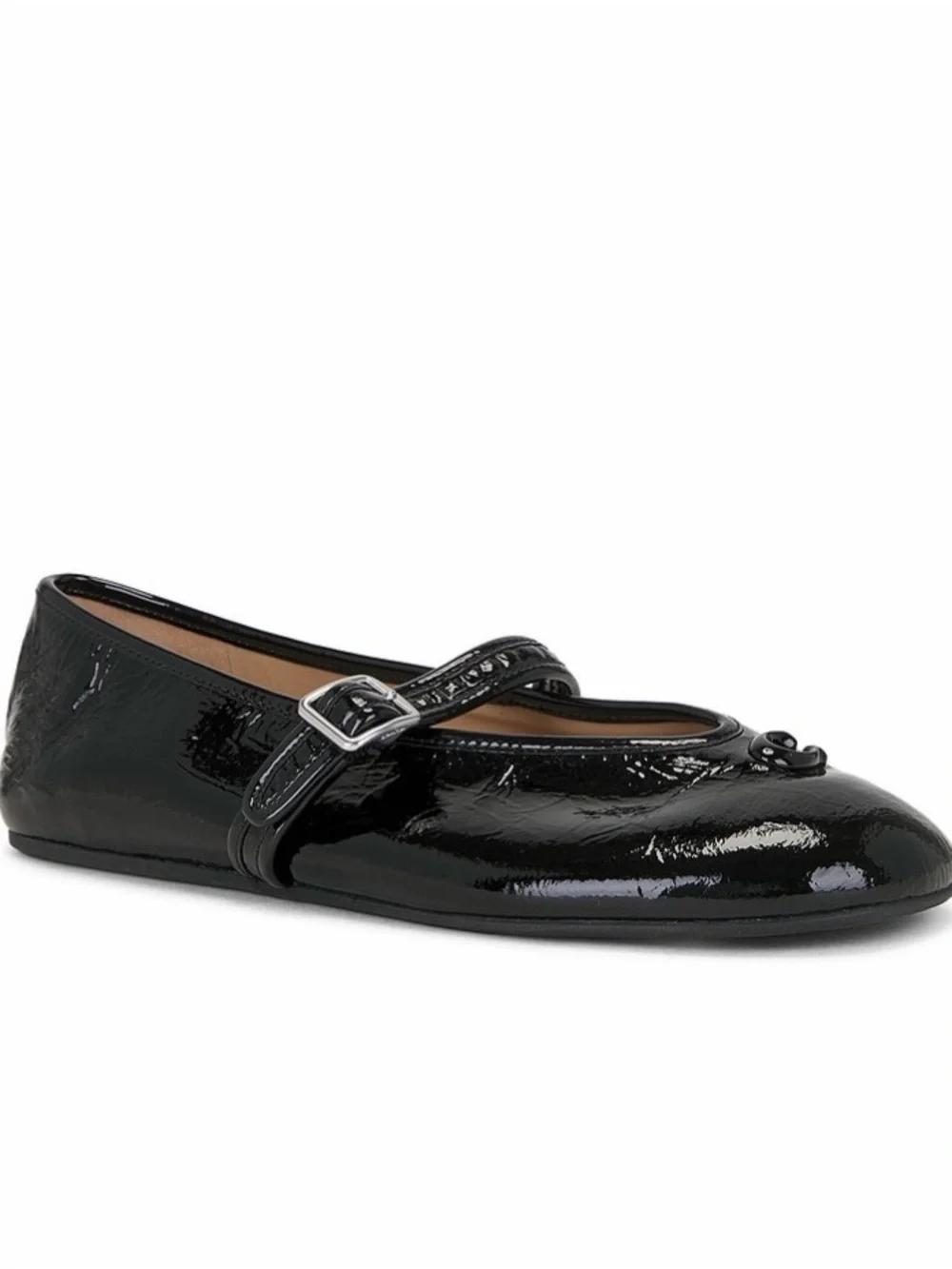 Coach Sculpted C Black Patent Leather Mary Jane Flat with Buckle